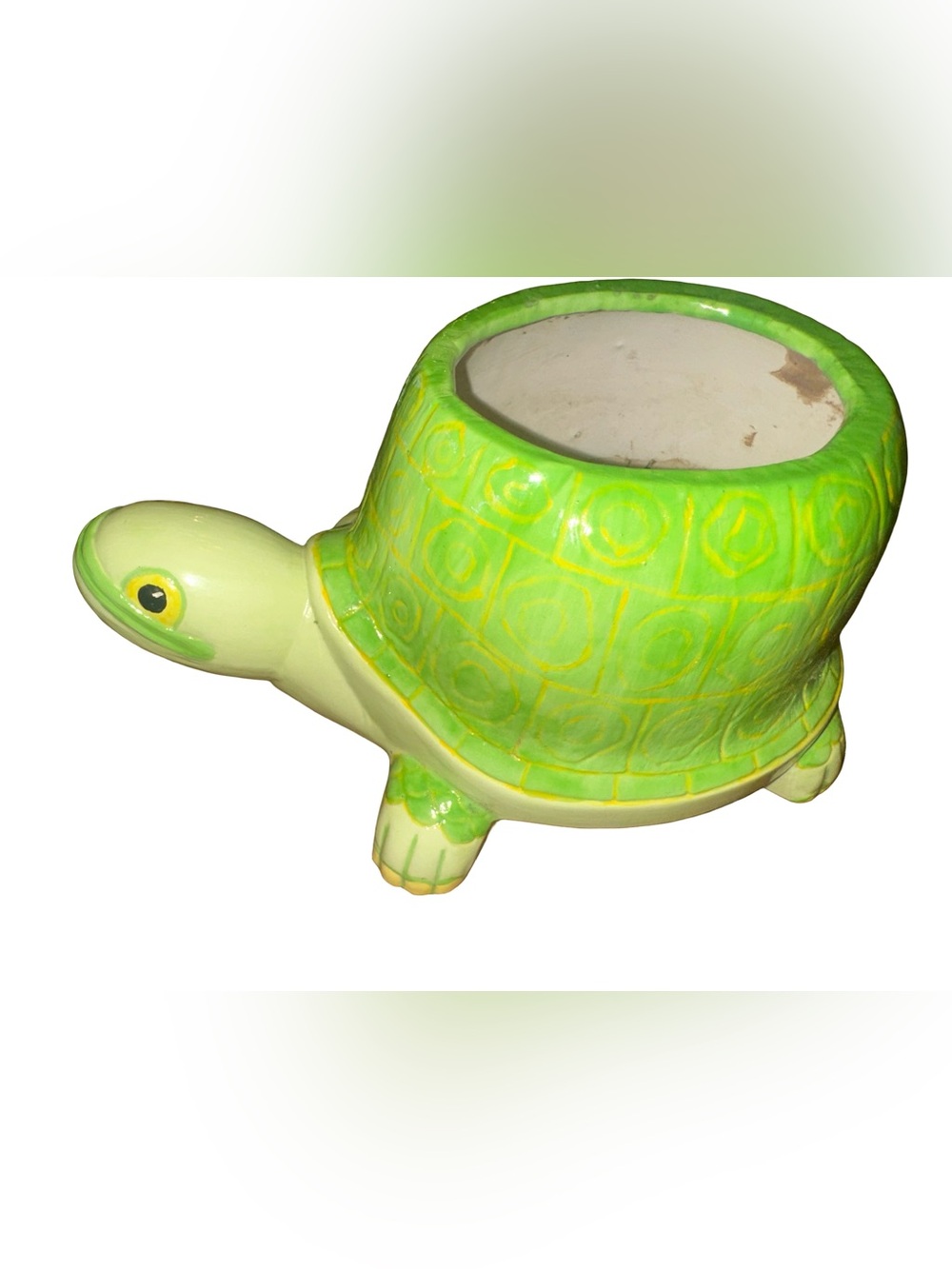 Vintage 1970s handpainted One of a kind Ceramic Turtle Planter